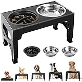 Hundenapf Erhöht, Höhenverstellbarer Hundenapf Grosse Hunde - Wassernapf+Anti-Schlingnapf+...