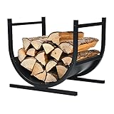 COSTWAY Kaminholzregal Metall, Brennholzregal für Innen und Aussen, U-förmiges Feuerholzregal mit...