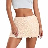 Pailettenrock für Damen Glitzer Rock Kurz Sexy Minirock A-Linie Hüftrock mit Elastische Taille...