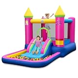 FANTASK Aufblasbare Hüpfburg mit Rutsche, Sprungbereich, Bällebad & Basketballkorb, Bouncy Castle...