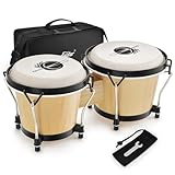 Eastar Bongo Trommel 6 Zoll/15.24 CM und 7 Zoll/17.78 CM Percussion Holzbongo mit Tasche, Natur...