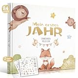 Hyggartn Mein Erstes Jahr Babyalbum mit 129 Stickern Personalisierte Geschenke Baby Geschenk Geburt...