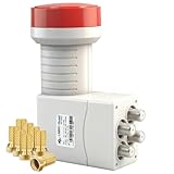 AB Quad LNB (Red Edition) 4 Teilnehmer für Satelliten Schüssel Antenne, 4K 8K UHD LNB mit LTE...