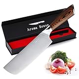 Aroma House Nakiri Messer Kochmesser Profi Küchenmesser Nakirimesser scharf 7 Zoll Hackmesser,...