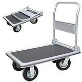 Plattformwagen 300 kg luftbereift Transportwagen Handwagen Paketwagen Transporthilfe mit Lenkrollen...