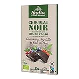 IKALIA Schokoriegel 70% Kakao mit Cranberries, Blaubeeren und Goji Beeren, 100 g (24er Pack)