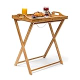 Relaxdays Tabletttisch, Bambus, HxBxT: 63,5 x 55 x 35 cm, klappbarer Beistelltisch mit Tablett, für...