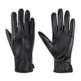 MaoXinTek Winter Handschuhe Eleganz Damen Warm Kaschmirfutter Touchscreen Lederhandschuhe Casual...