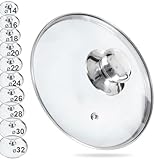 orion group Glasdeckel mit Edelstahlring für Topf und Pfanne | Ø (18 cm) 14, 16, 18, 20, 22, 24,...