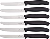 Victorinox 6 Stück Tafelmesser - Tomatenmesser Swiss Classic mit Wellenschliff rostfrei - Swiss...