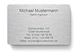 100 Visitenkarten, laminiert, 85 x 55 mm, inkl. Kartenspender - Design Alu gebürstet