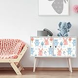 Aufkleber für Kindermöbel, Bär und Hasen, Holz, 40 x 60 cm
