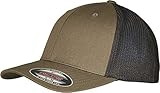 Flexfit Unisex Trucker Recycled Mesh Baseball Cap, Olive/Black, L/XL