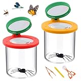 Kisvic Becherlupen für Kinder, 2 Stück Lupenglas für Kinder Insekten Viewer für 3-Fach und...