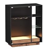 VASAGLE Weinschrank mit Beleuchtung, Sideboard mit LED, Küchenschrank für Weinflaschen, Barschrank...