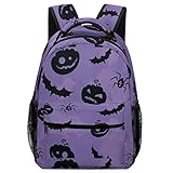 Fdetfs Schulranzen Cartoon Pumpkin Bat Purple Schultasche Atmungsaktiv Leicht Und Langlebig Sehr Gut...