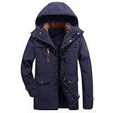 Warme Winterjacke Herren - Arbeitsjacke Männer Mit Kapuze Fleece Warm GefüTtert Outdoor Casual...