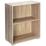 Casaria® Bücherregal 77x60x28cm Eiche Holz 2 Fächer Boden Höhenverstellbar 150kg Belastbarkeit...