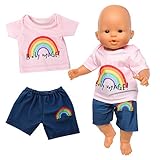 Miunana Puppenkleidung Outfits für Baby Puppen, Sommer Kleidung für 35-43 cm Puppen, Regenbogen...