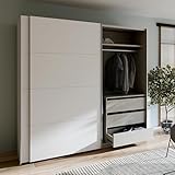 Forte Schach & MATT 2 weißer Kleiderschrank 220, moderner Schwebetürenschrank mit Einlegeböden...