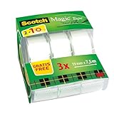 Scotch Magic Tape - 3 Handabroller 19 mm x 7,5 m - Unsichtbares Klebeband für allgemeine Zwecke zur...