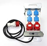 CEE Baustromverteiler Starkstrom Schuko Adapter Verteiler Tragegriff 4 x 230V 2 x 400 V 5-polig 16A...