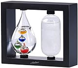 Carlo Milano Wetterglas: 2in1-Galileo-Thermometer & Sturmglas mit elegantem Holzrahmen, schwarz...