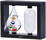 Carlo Milano Barometer: 2in1-Galileo-Thermometer & Sturmglas mit elegantem Holzrahmen, schwarz...