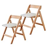 Premium Massivholz Klappstuhl Esszimmerstuhl Gepolsterter Sitz Stapelbar & Tragbar für Küche...