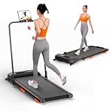 Laufband für Zuhause mit Steigung, 12 km/h Leiser Walking Pad, 2.5HP Klappbar Elektrisches Laufband...