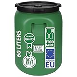 F & R Regentonne mit Deckel 60 Liter aus HDPE I Futtertonne Pferd I Wassertank Fass Tonne mit Deckel...