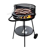 Holzkohlegrill Stahl mit Griffen mobiler BBQ Grill Höhe 83 cm Robuster Kohlegrill & HLKauf-Block...