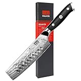 SHAN ZU Kochmesser Nakiri Küchenmesser Profi Messer 16.5 cm Allzweckmesser Damaskus Edelstahl Extra...