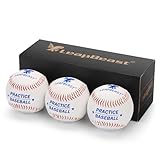 LeapBeast Professionelle Baseballs 9 Inch, 3pieces Handgenäht Baseballs, Hartholz/Weiche Gummikern...