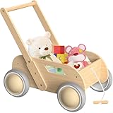 Lauflernwagen Holz, Baby Lauflernhilfe für Junge und Mädchen, Toddler Push & Pull...