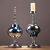 Tiiiopkvvv Klassischer europäischer Glas-Kerzenständer mit Farbverlauf, Dekoration für Zuhause,...