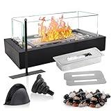 Tischkamin Outdoor, 2025 Neu Rechteckiger Tischkamin Extra Lange Brenndauer Tragbare Tischfeuer mit...