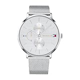 Tommy Hilfiger Multi Zifferblatt Quarz Uhr für Damen mit Silbernes Edelstahl-Mesh-Gliederarmband -...