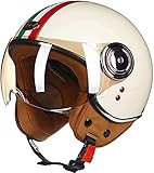 Sommer Vintage Motorrad Open Face Helm Vintage Roller Helm Damen Herren Retro Elektrischer Halbhelm...