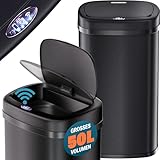 Monzana® Mülleimer mit Sensor Küche 50L Edelstahl Automatik Deckel Klemmring inkl. USB-Kabel...