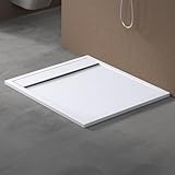 doporro Duschtasse Duschwanne 90x100x3cm aus Mineralguss in Weiß Rechteckig DIN-Anschlüsse für...