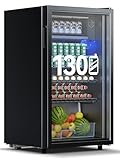 Devoko 93L Getränkekühlschrank für bis zu 130 Dosen, mit Glastür und LED-Innenbeleuchtung....