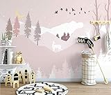 ADNUP 3D Wall Murals Scandinavian Trees Deer Cartoon Mountaintop Children's Room Background...
