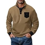 Poloshirts für Herren, langärmelig, Stehkragen, halber Knopf, langärmelig, Taschenpullover,...