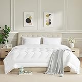 HOMTEC Bettdeckenbezug, Baumwolle, King-Size-Größe, weiße Daunen-Alternative Bettdecke, 100 %...