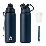 Fjbottle Edelstahl Trinkflasche Sport mit Magnetischem Deckel 1L, 800ml, 600ml, 400ml BPA-Frei...