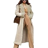 FUPODD Wintermantel Damen Lang Wildleder Winterjacke Damen Warm Gefüttert Mantel Winter Teddyfutter...