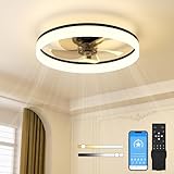 NIORSUN Ventilator Deckenleuchte,50CM LED Deckenventilator mit Beleuchtung Schwarz