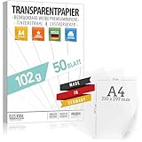50 Blatt Blatt Transparentpapier bedruckbar DIN A4 PREMIUM 102g zum selber Bedrucken, Basteln...