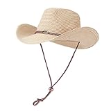 Willheoy Cowboyhut Strohhut Damen Herren Sonnenhut Sommer Strandhut Westernhut Panama Hut Unisex...